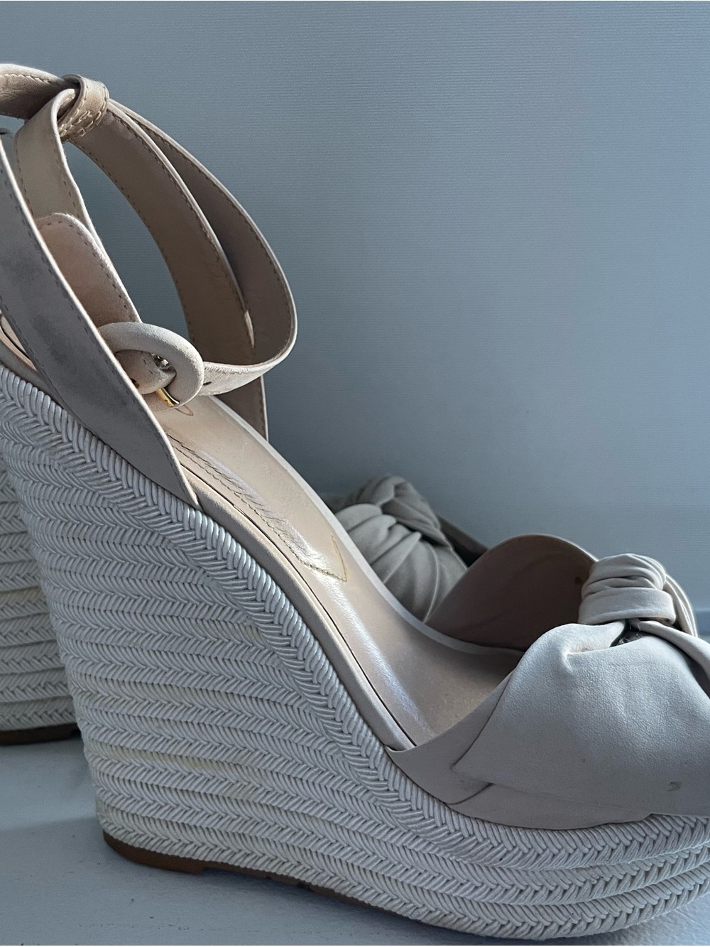 Wedge Espadrille Sandals in Light Blush Pink - Women